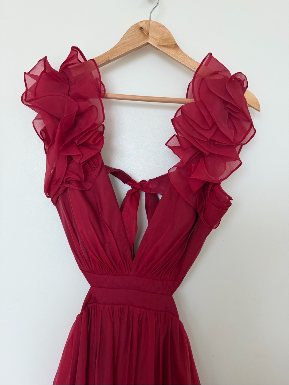 Mac Duggal Red Backless Ruffle Evening Gown - Picture 10 of 12